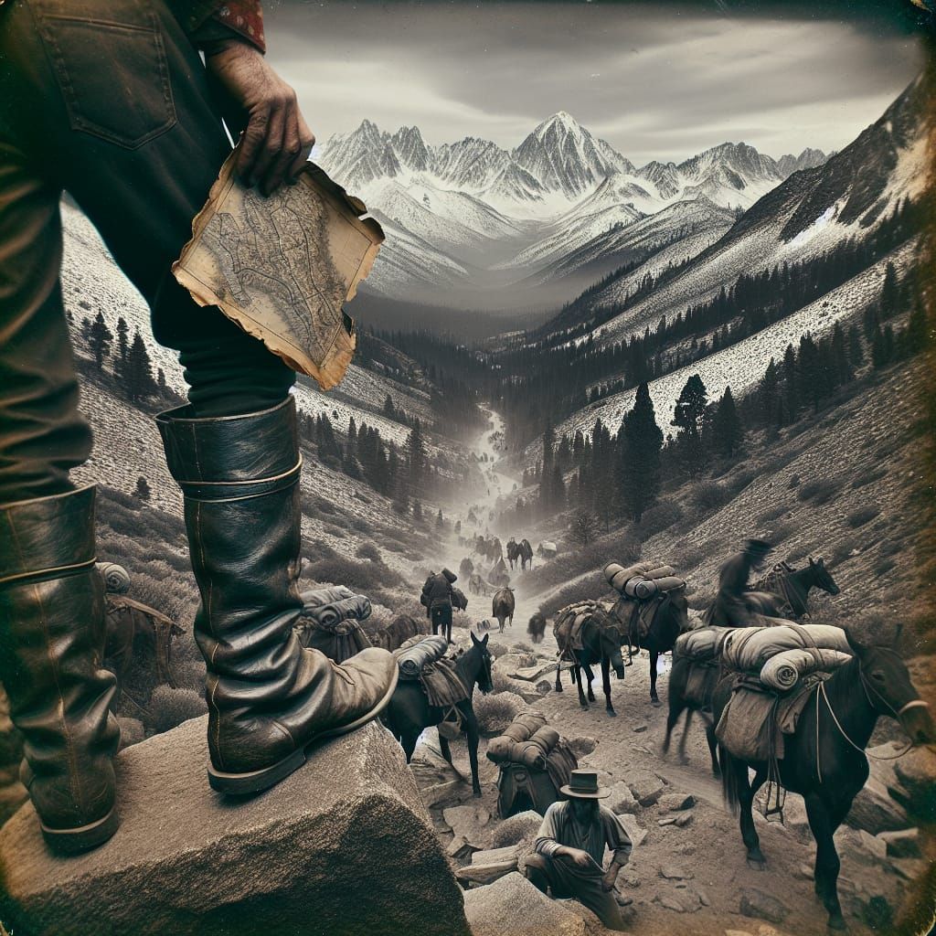 Prospector's Perilous Ascent in the Sierra Nevada