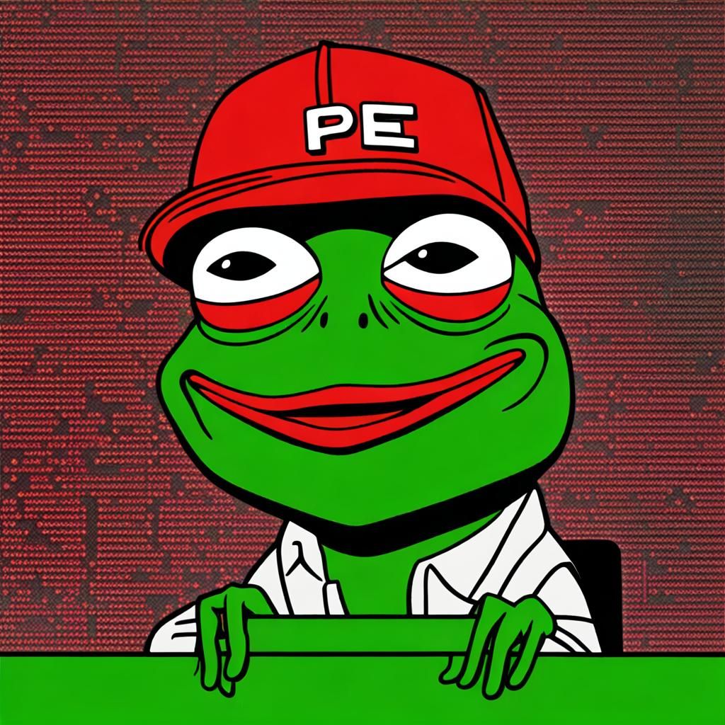 Make a meme/picture from the front angle on a 25 y/o Pepe th...