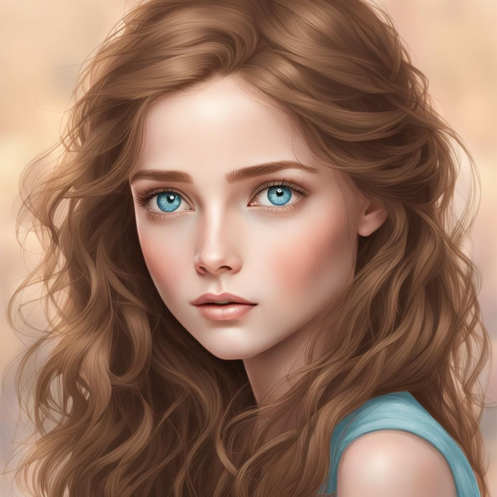 Delicate Girl in Pastel Hues with an Air of Innocence