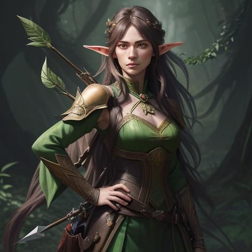 Elf Warrior Portrait in Hyperdetailed Forest Art