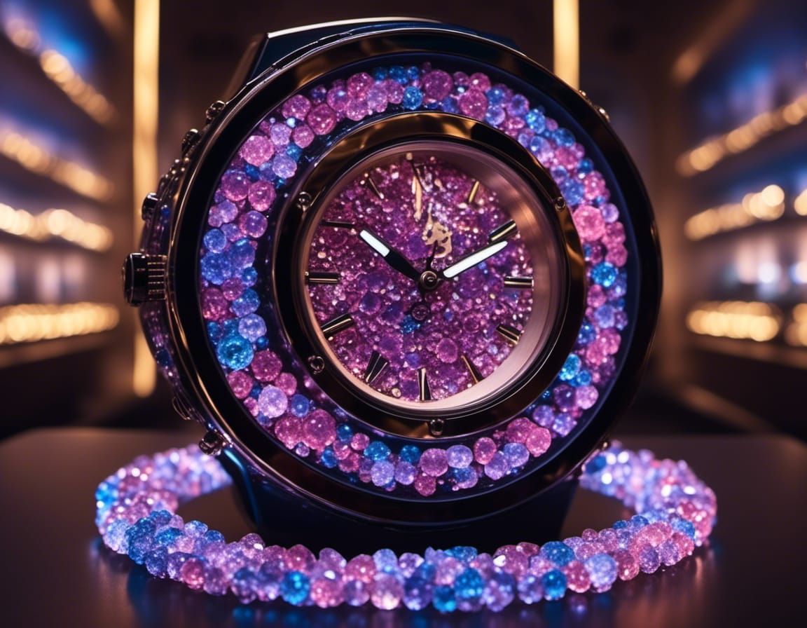 Gemstone Digital Watch in Showcase Cabinet