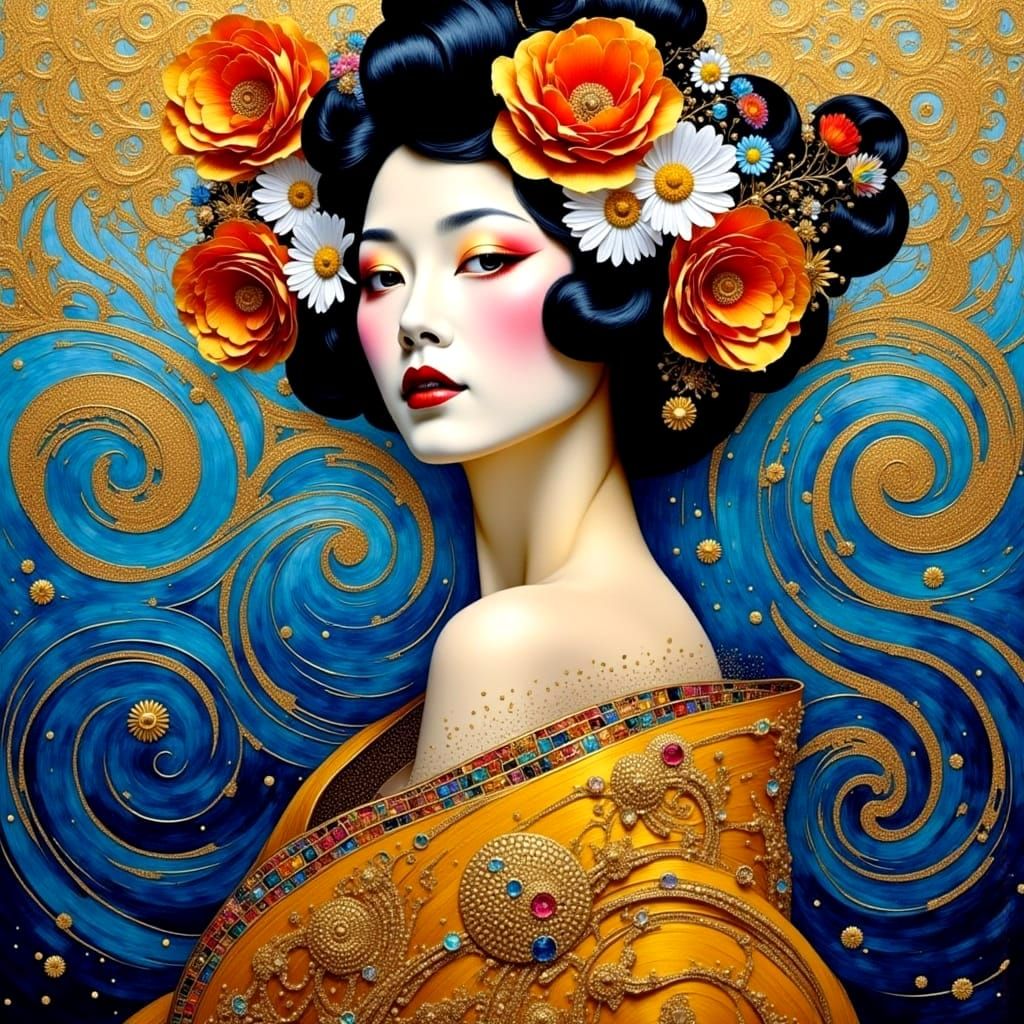 Dreamy Art Nouveau Goddess in Pastel Hues