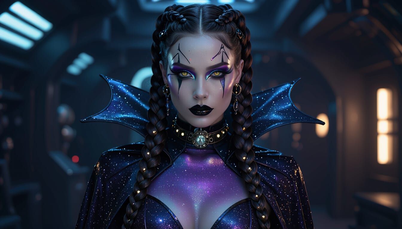 Steampunk Vampire Halloween Look with Iridescent Skin