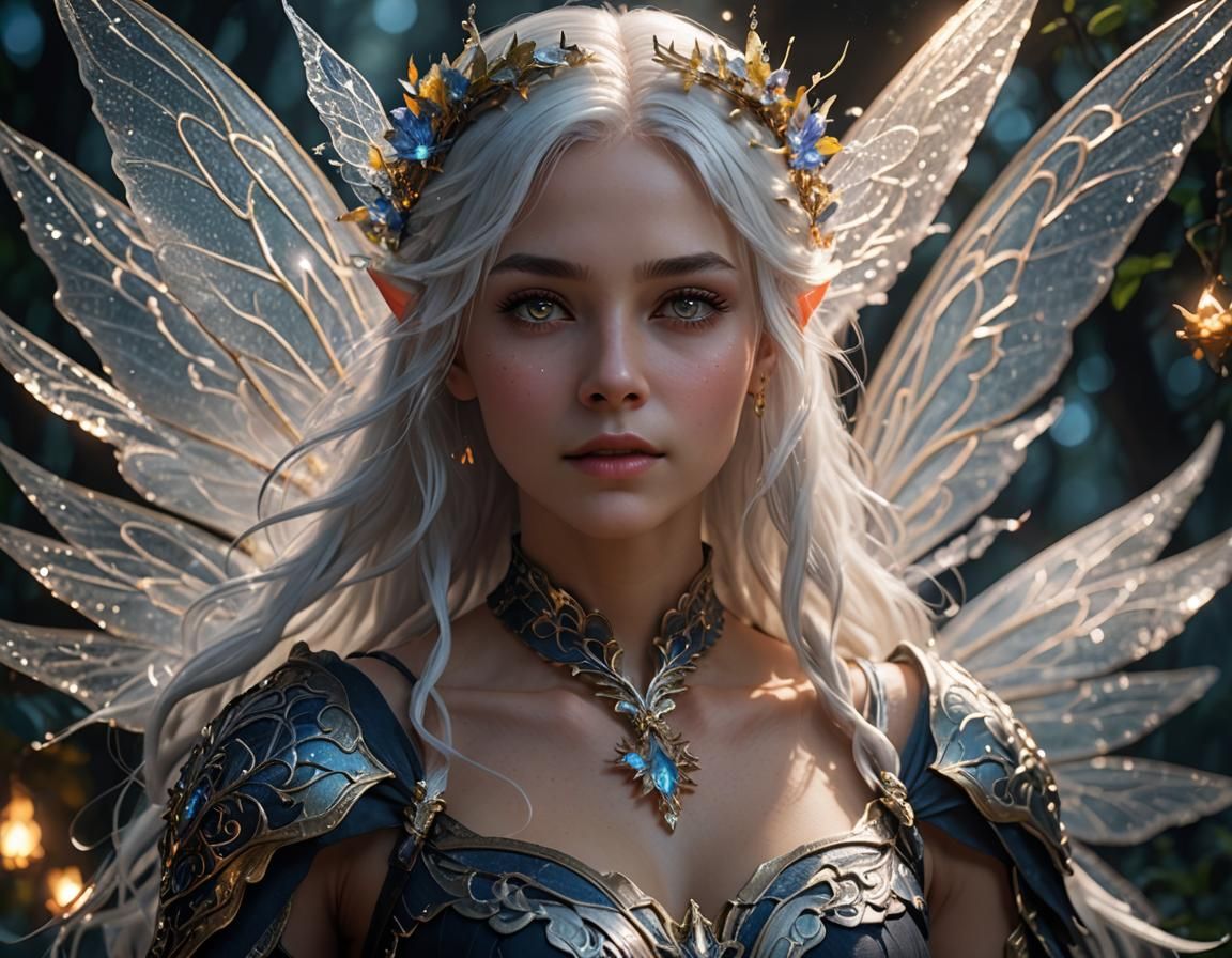 Ethereal Fairy in Dark Fantasy Landscape