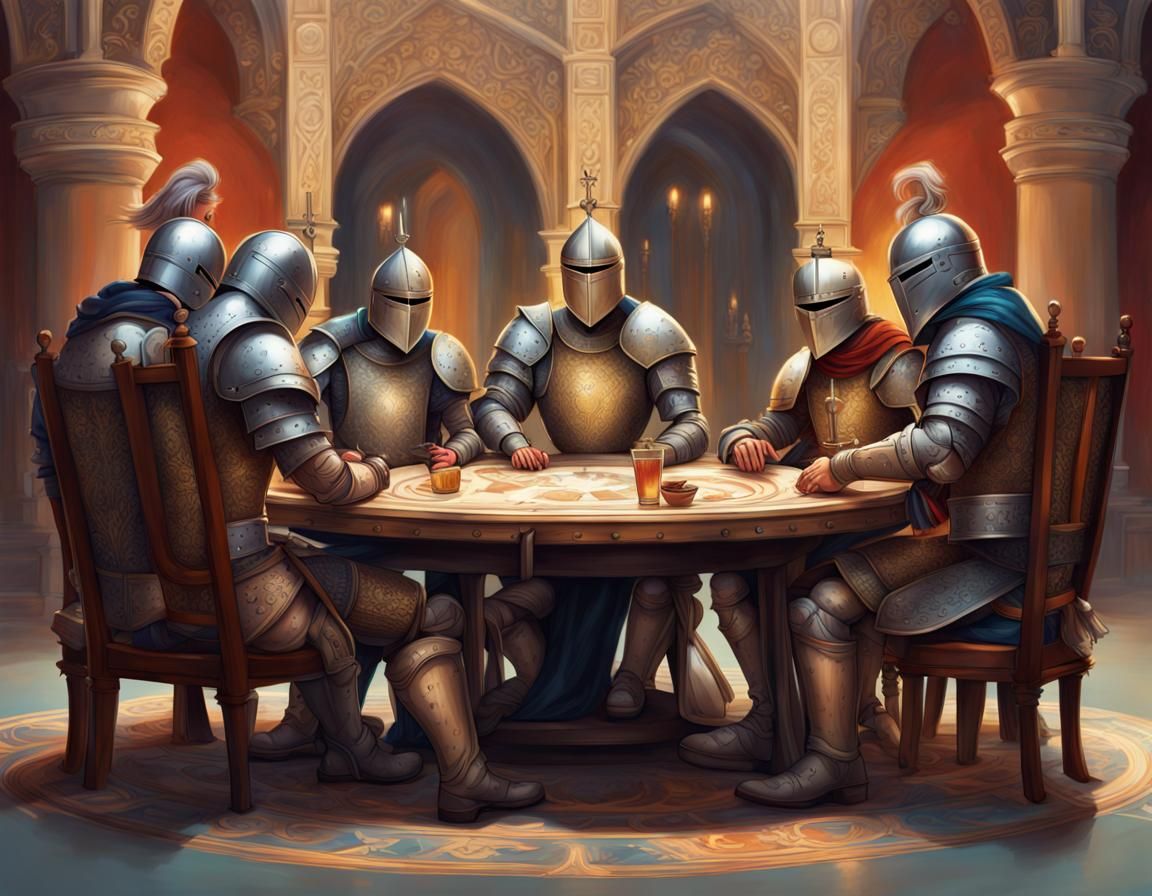 Knights of the Round Table: Hyperrealistic Illustration