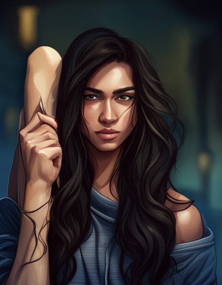 Realistic Portrait of a Latina Teenager with a Hoodie