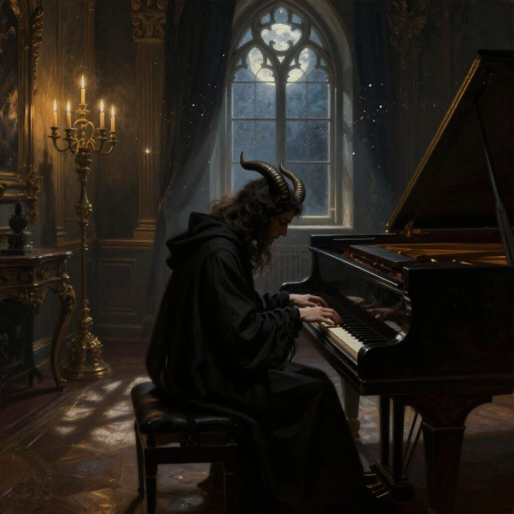 Dark Fantasy Piano Solo in Opulent Melancholic Room