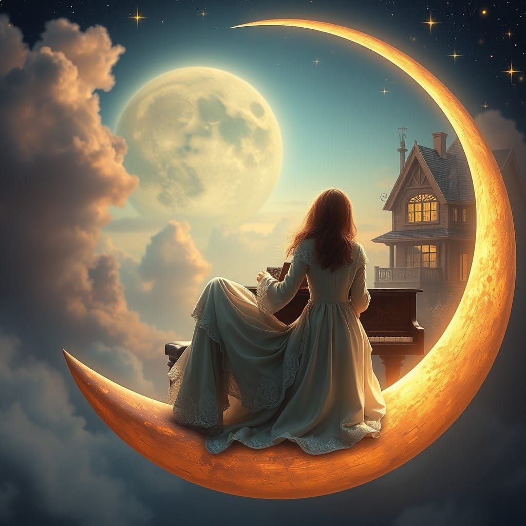 Luminous Lady on Half-Moon Piano