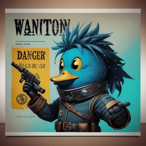Chibi Space Pirate Duckling Wanted Poster in Low Poly Art