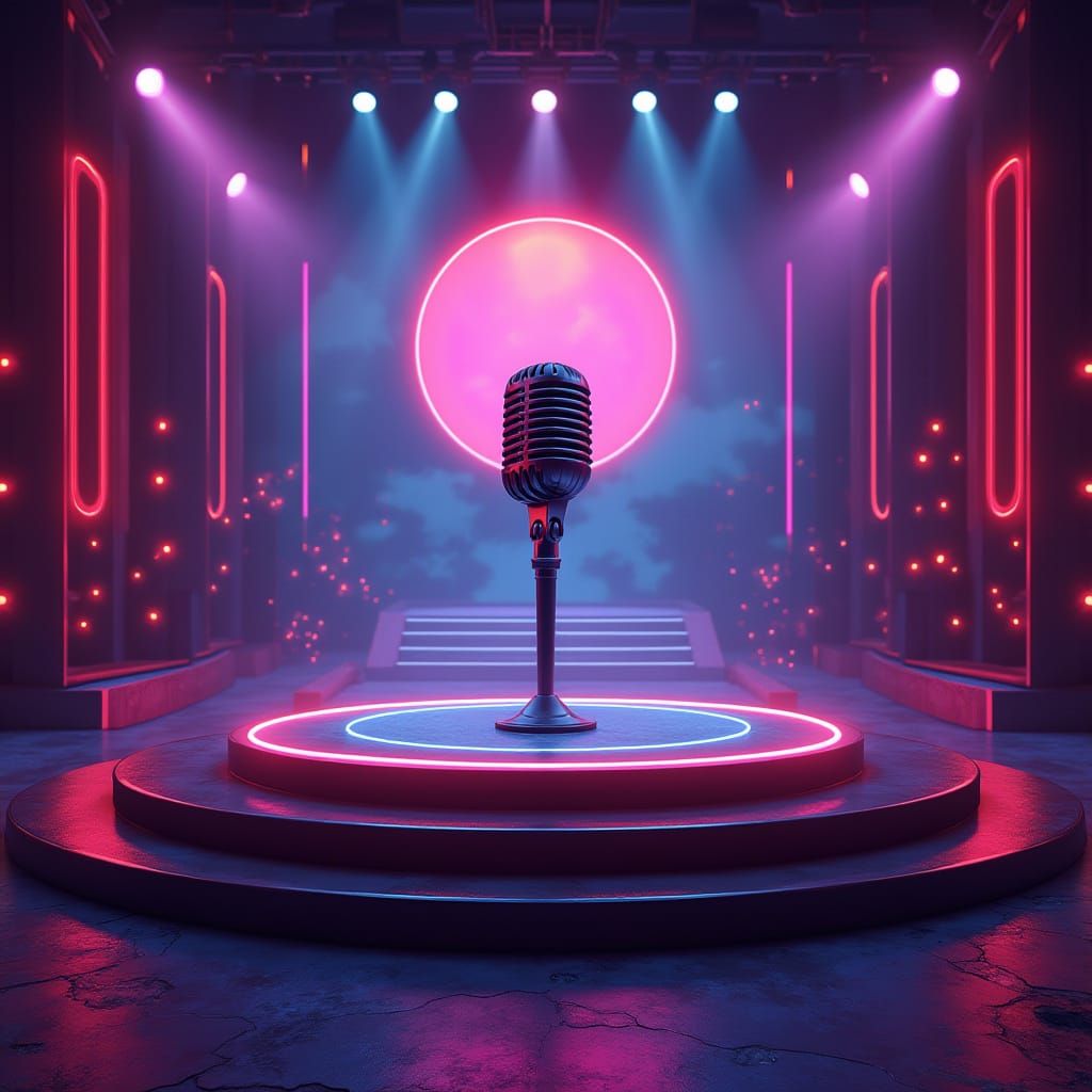 Music Video Maker Game Interface with Stage and Mic