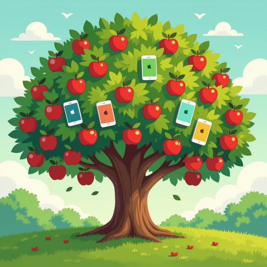 Whimsical Apple Tree with iPhones