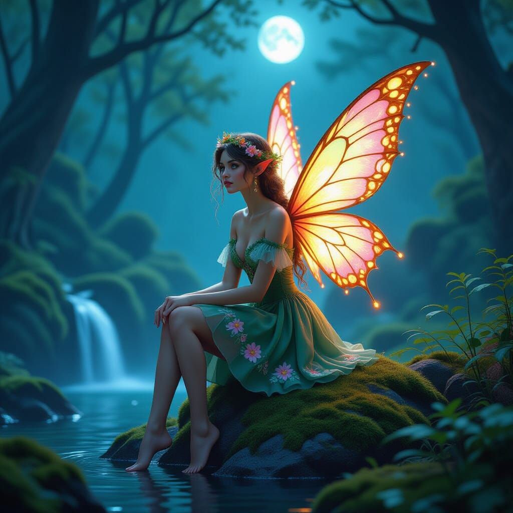 A photorealistic DSLR-style photoshoot of a whimsical fairy ...