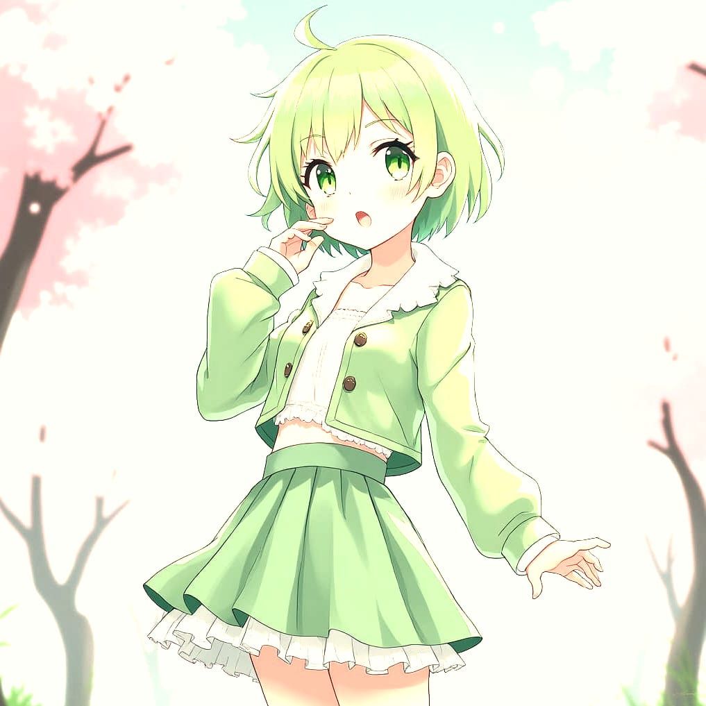 Anime Girl in Light Green Attire