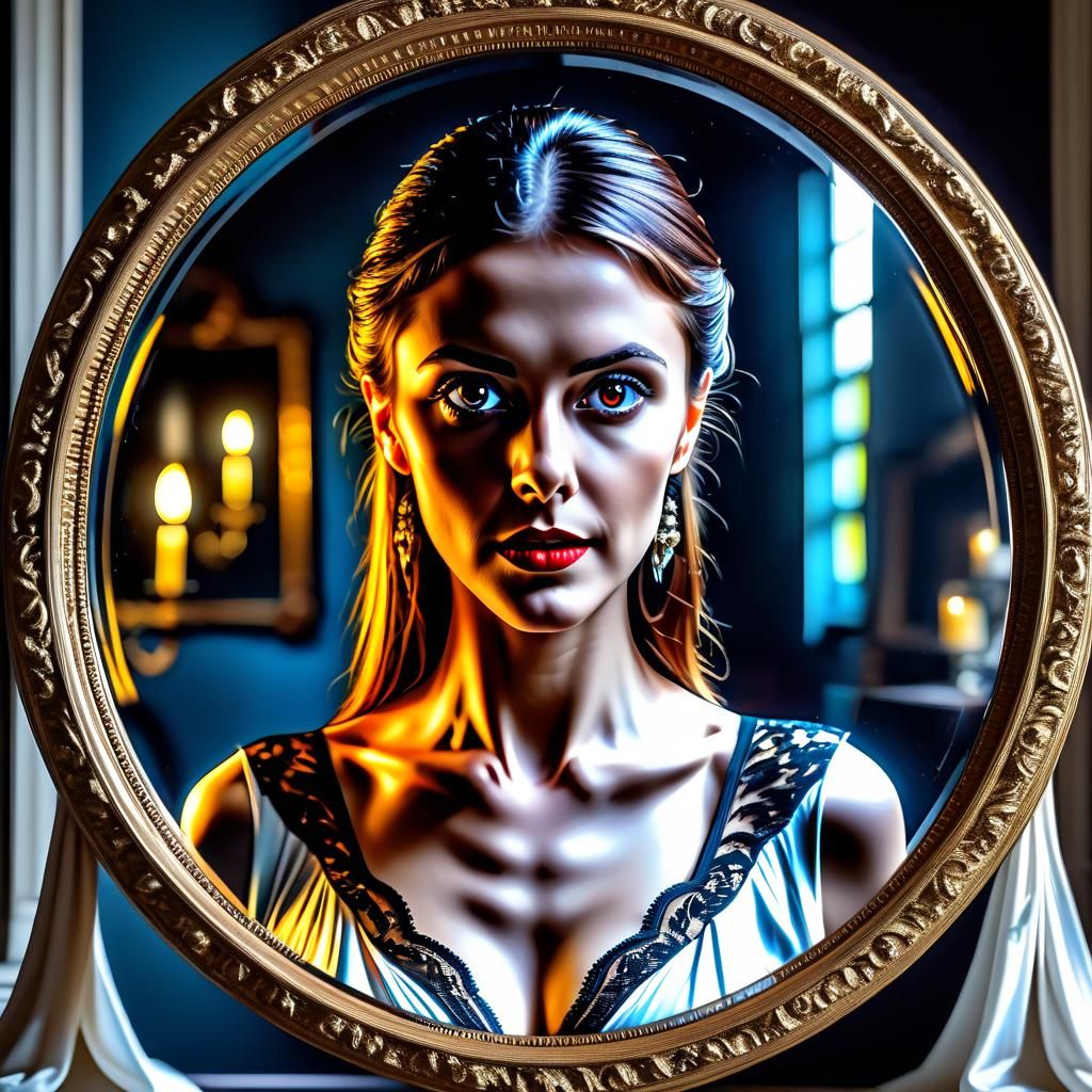 Creepy Optical Illusion of Ghost Emerging from Mirror