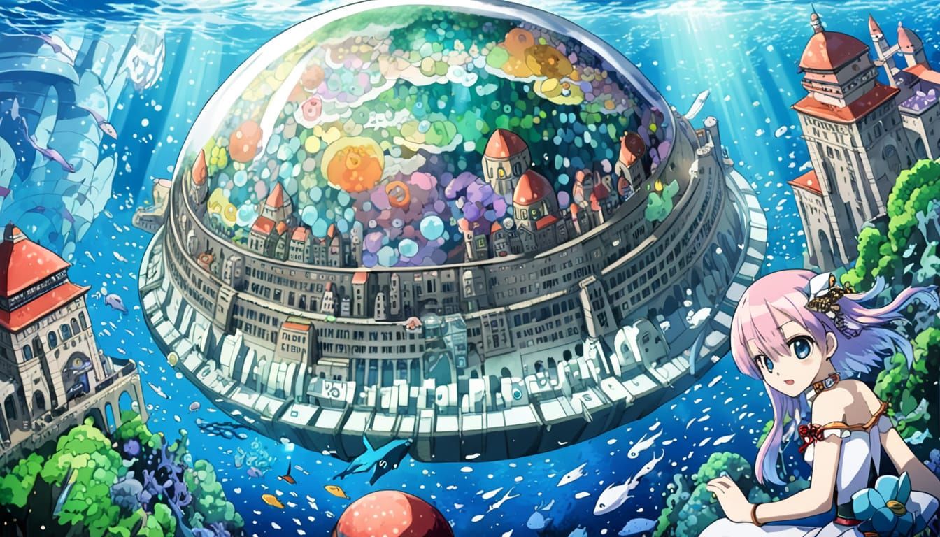 Underwater Domed City: An Anime-Style Vision