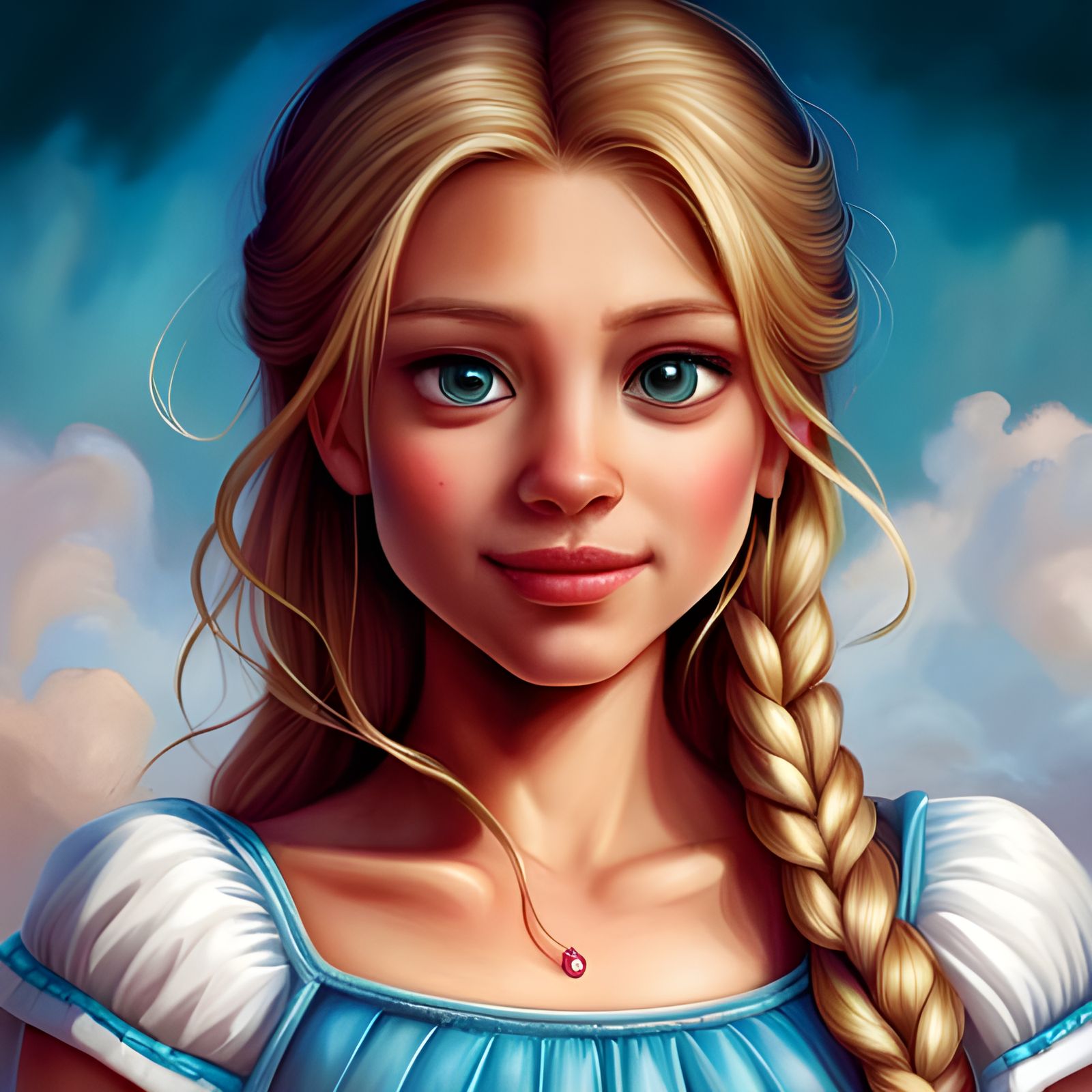 Detailed Portrait of Peaceful Princess in Hyperrealistic Sty...