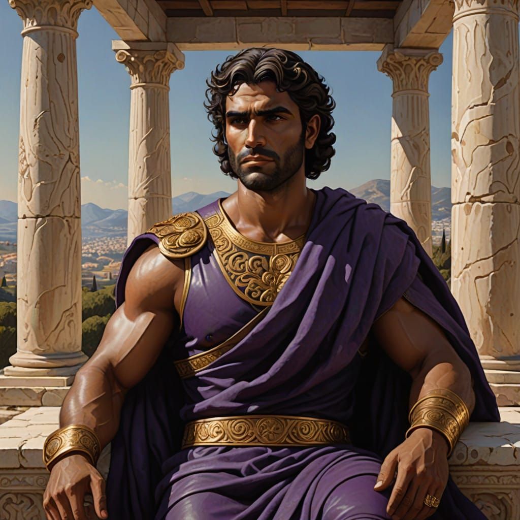 Ancient Greek Noble in Opulent Megaran Attire