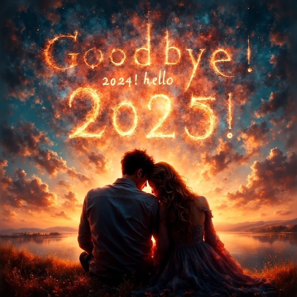 Serene Couple Watches Magical Fireworks Display Under Starry...