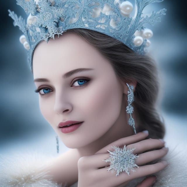 Stunning Snow Queen Portrait with Silver Jewellery