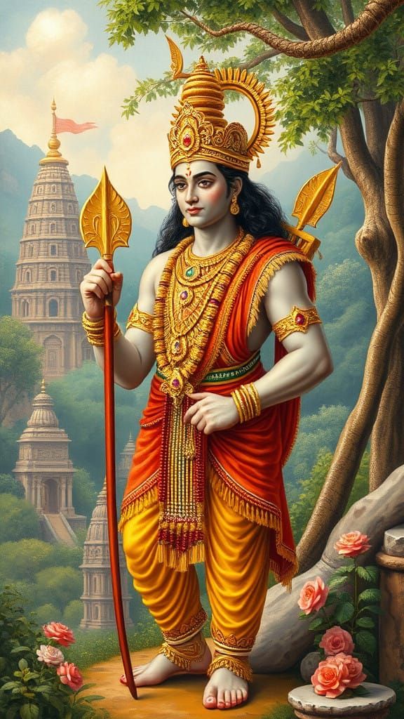 Majestic Prince Rama in Resplendent Indian Splendor