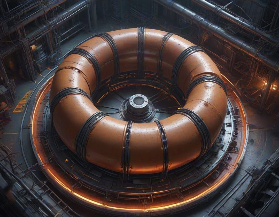 Sci-Fi Concept Art: Giant Torus Machinery in Steel Room