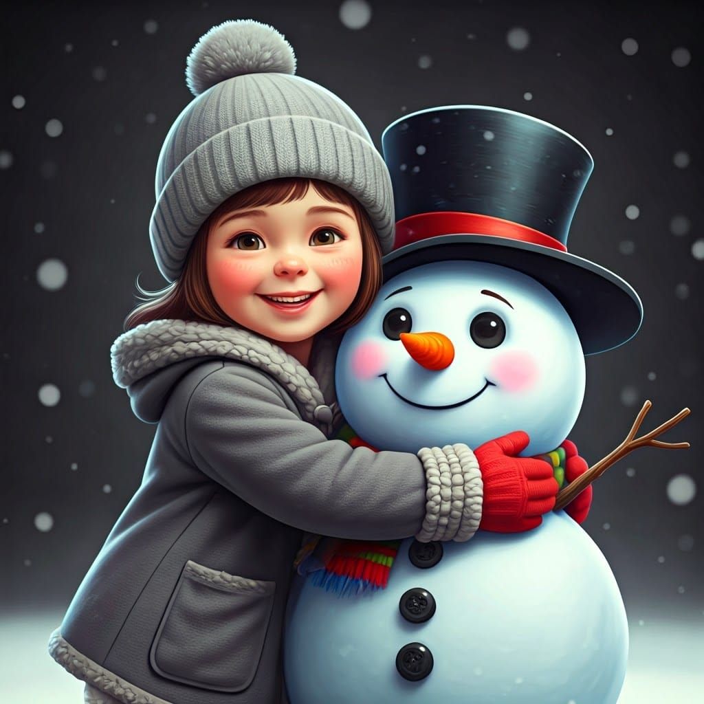 A Whimsical Gray and White Winter Scene in 3D Style