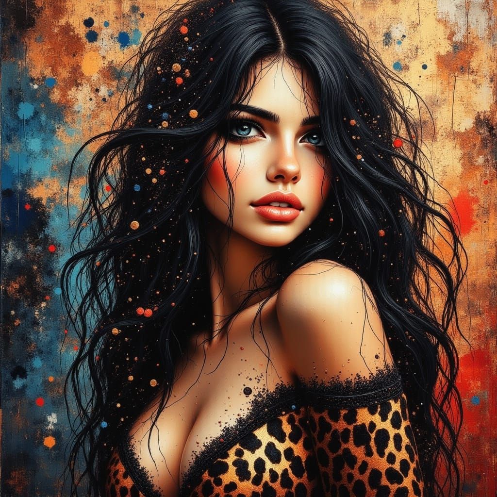 Woman in Leopard Dress at Party