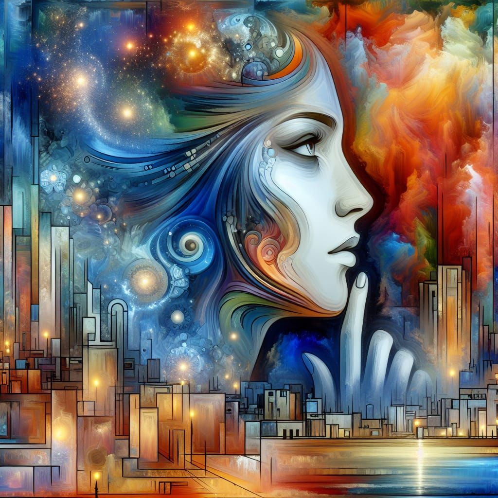 Utopian City in Pop Surrealism Style