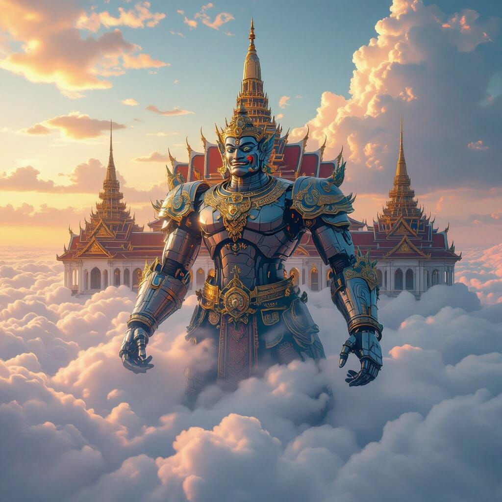 Robot Hanuman Guards Thai Palace on Neptune