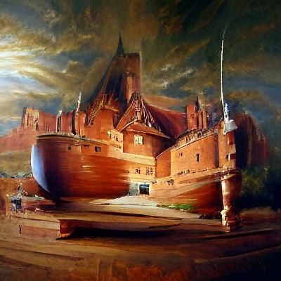 Malbork Castle: Oil Painting by Gurney Style