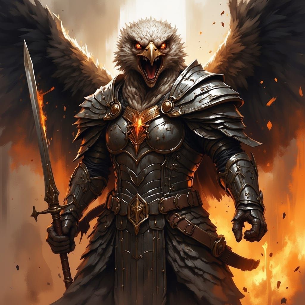 Griffin Warrior in Epic Battle, Photorealistic Style