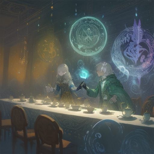 Magicians Unveil Enchanted Teapots in Detailed Digital Paint...