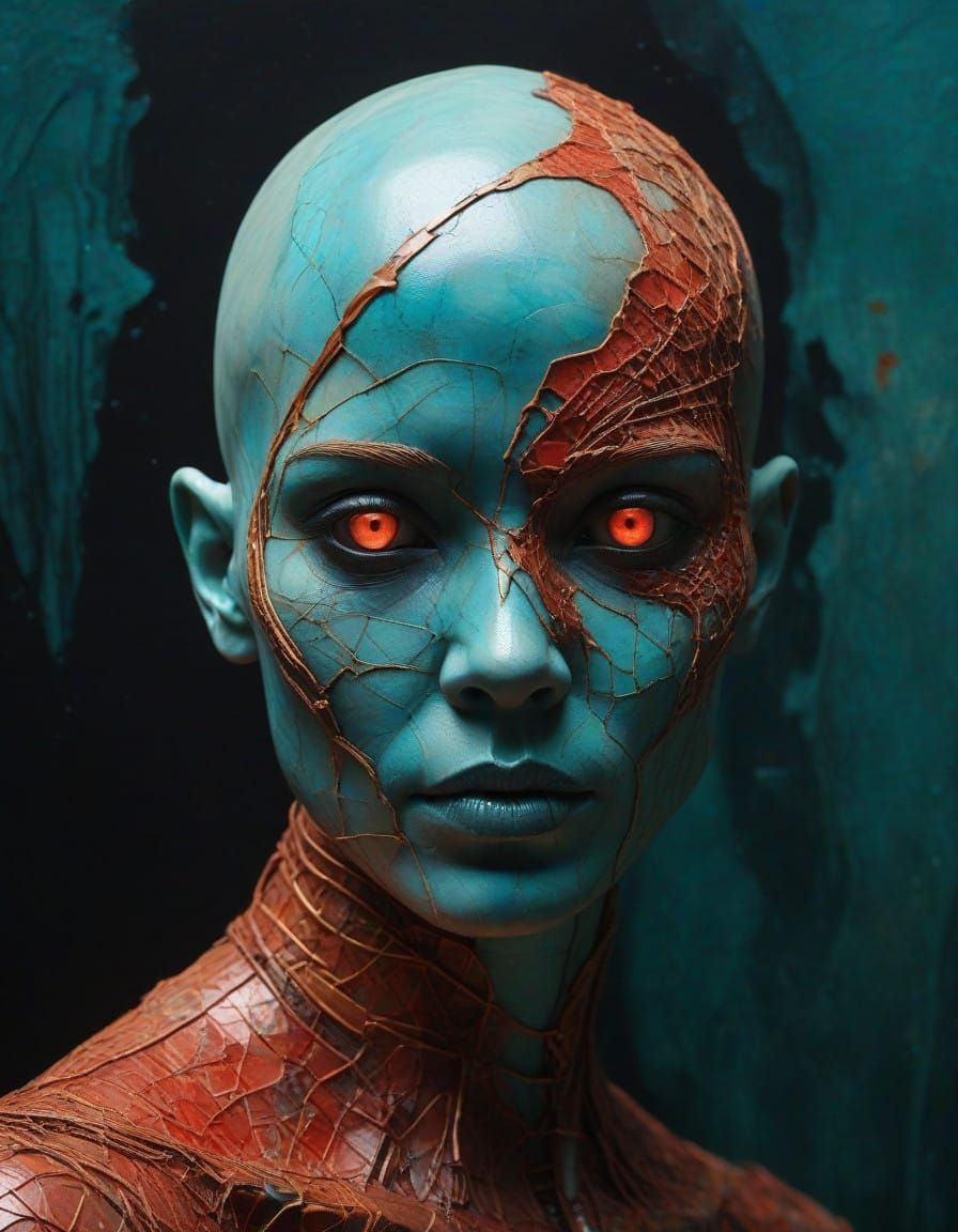 By Jin Shan, Ross Tran, kintsugi mosaic design :: A bald, da...