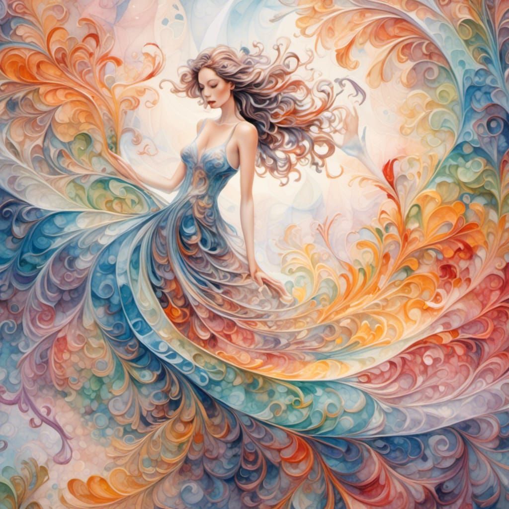 Whimsical Watercolor Dreamscape in Shimmering Light