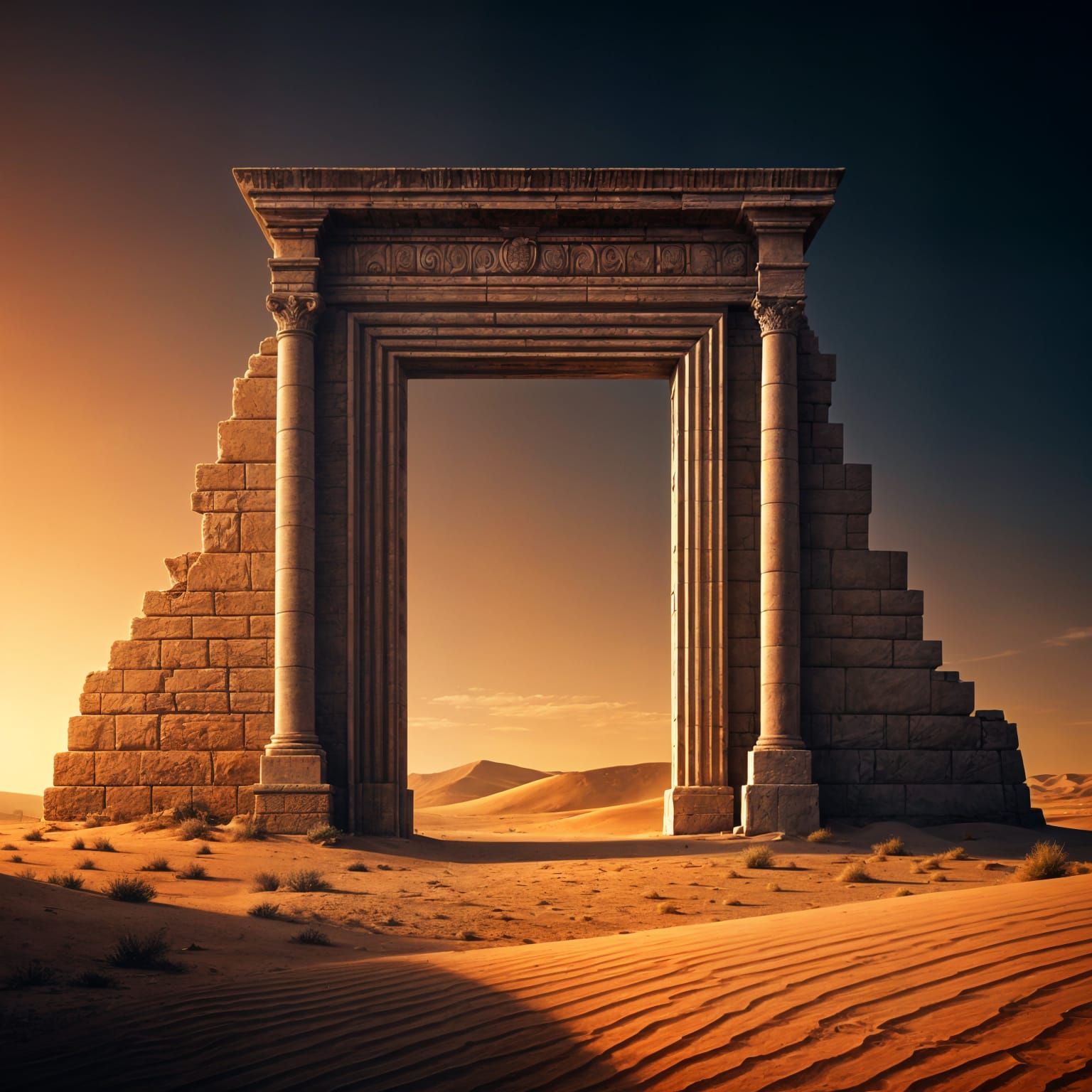 Desert Archway Gate Shimmers with Light