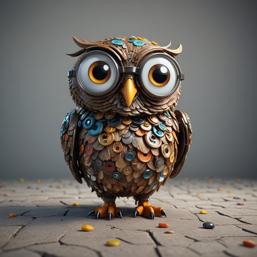 Spectacle Owl: A Colorful 3D Animated Creation