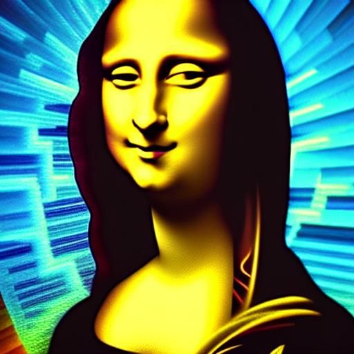 Mona Lisa in Neon Pop Art Style