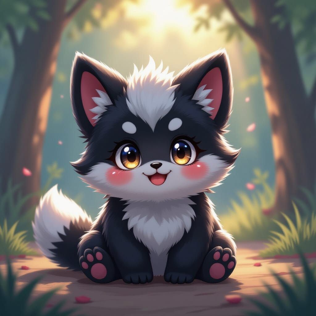 Adorable Furry Monster in Anime Style