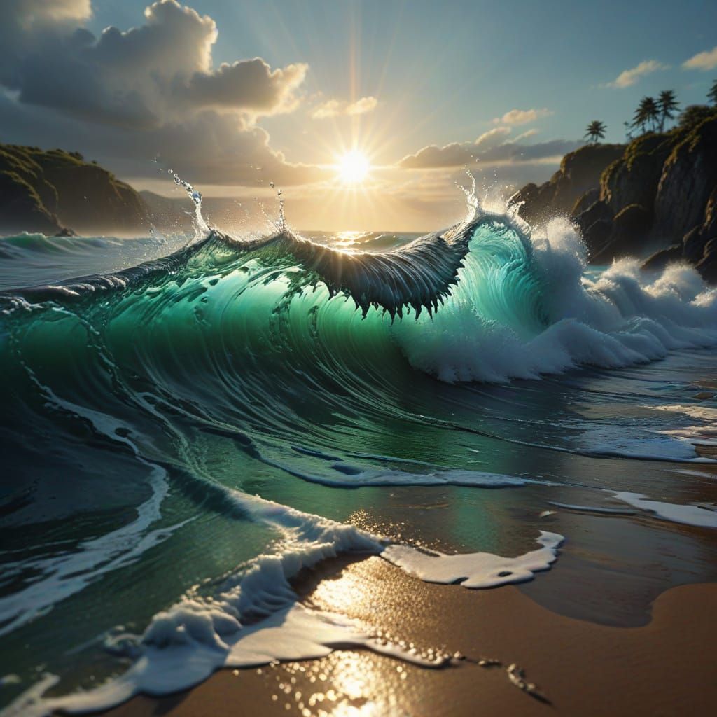 Epic Sea Monster Unveiled by Sunset's Radiant Light