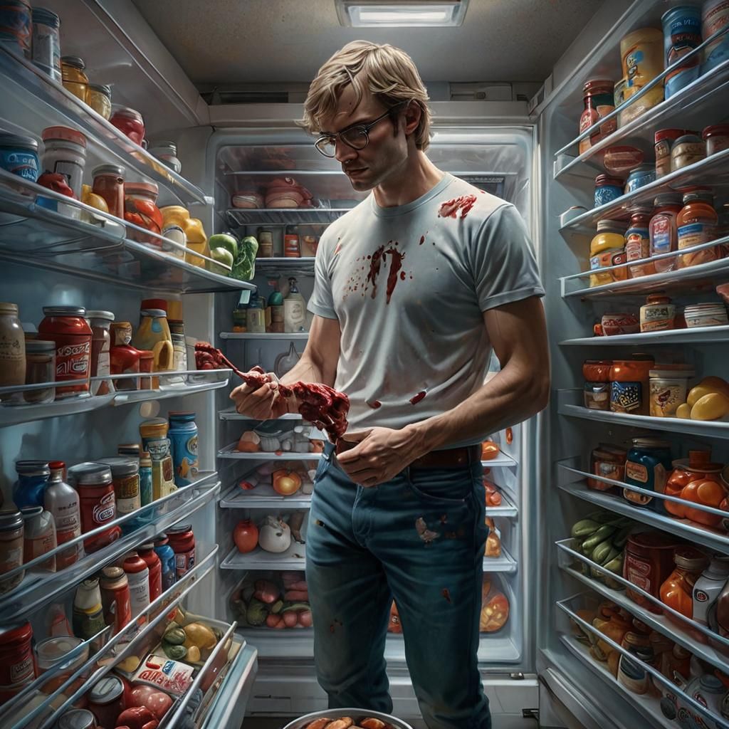 Horrific Scene: Man in Kitchen, Dark Surrealism