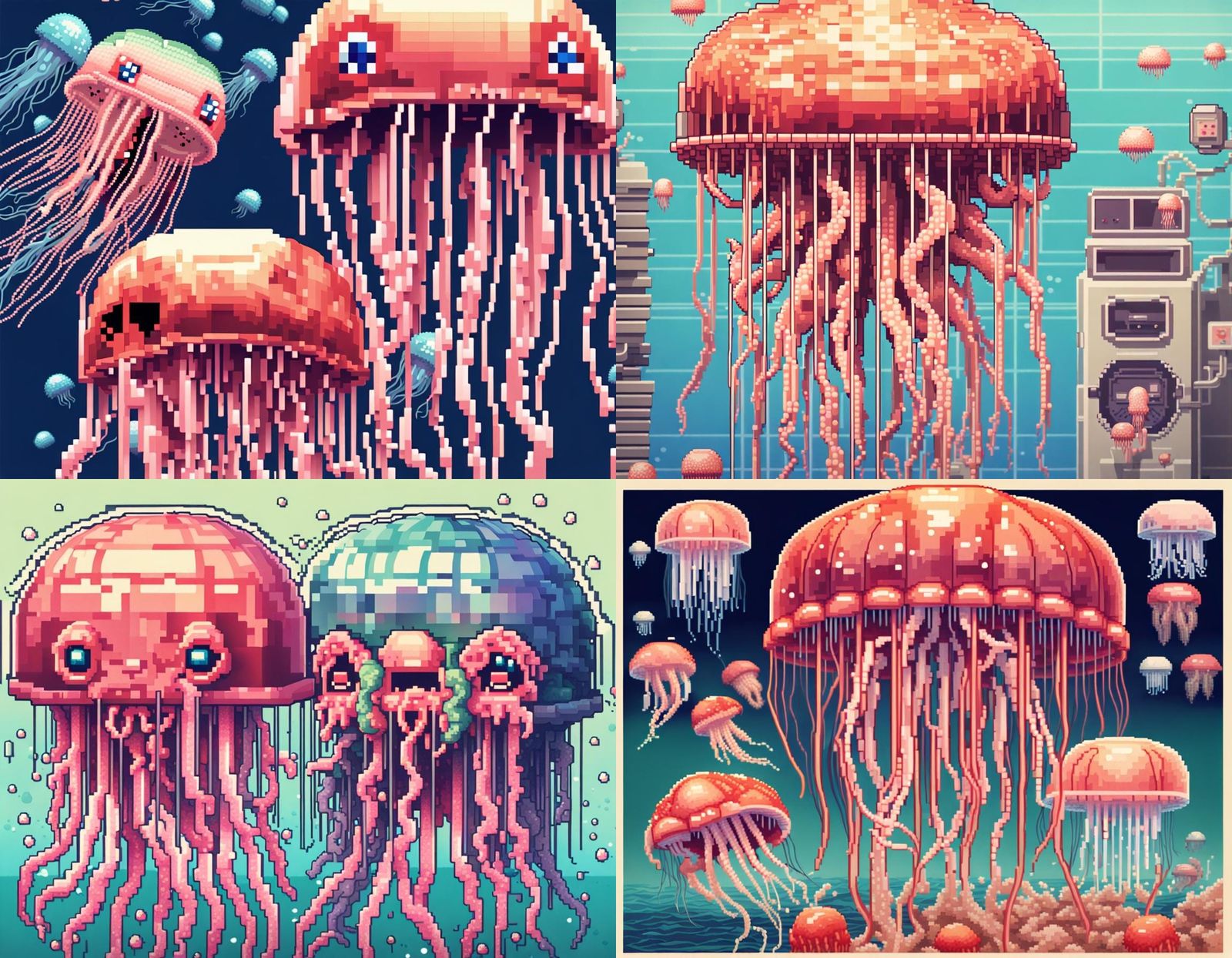 Pixelated Japanese Bizarre Jellyfish Lobotomy Disaster