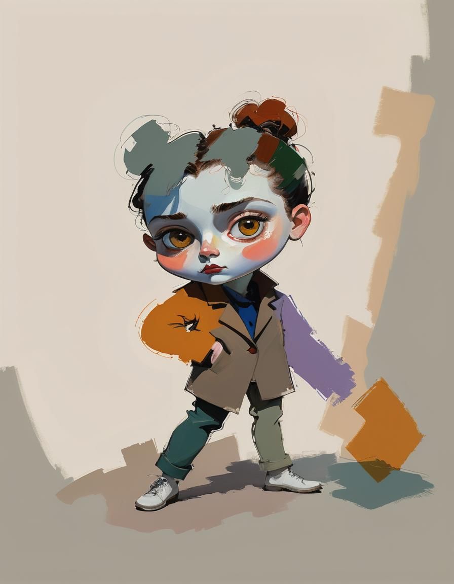 Curvy Woman in Expressionist Style with Vibrant Colors