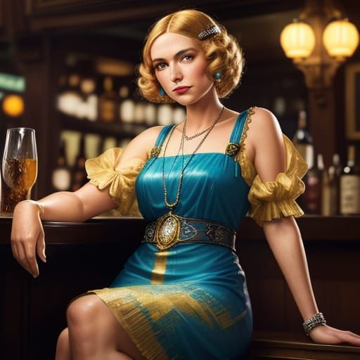 Woman at 1920s Bar in Art Deco Style