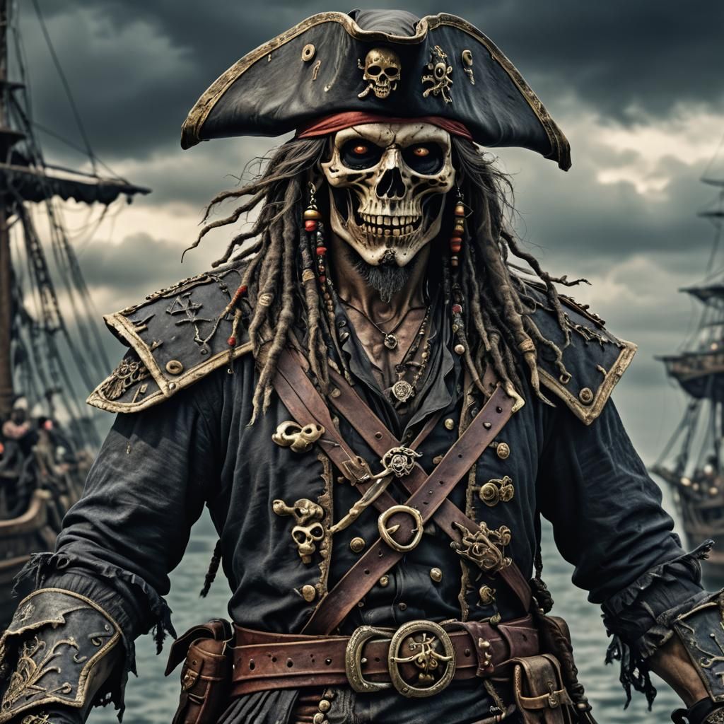 Hyperrealistic Undead Pirate Male with Intricate Details