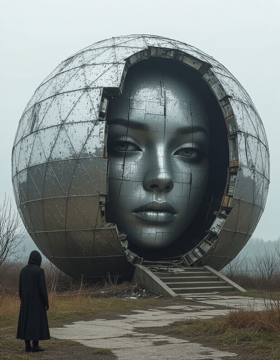 Mottled Silver Living Dome Metic Stare Magic Junk Gothic Romance Decor Isle