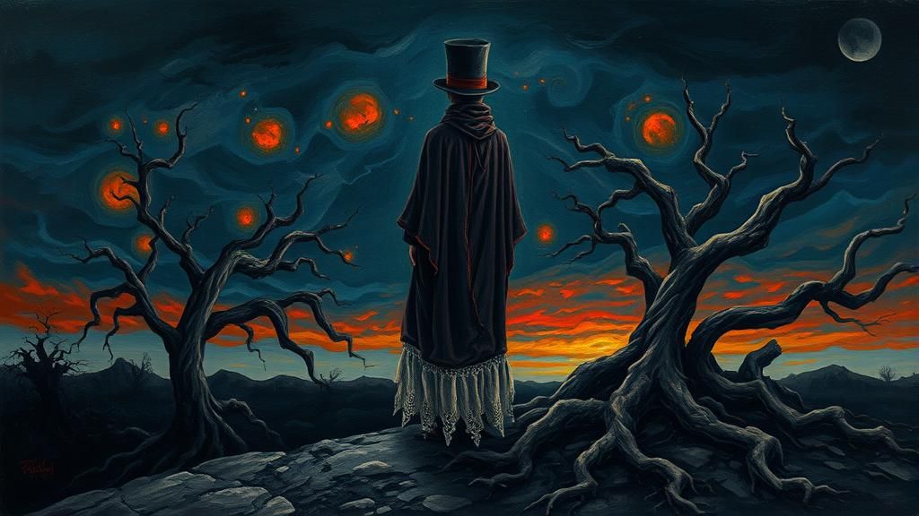 Melancholic Figure in Dreamscape Landscape