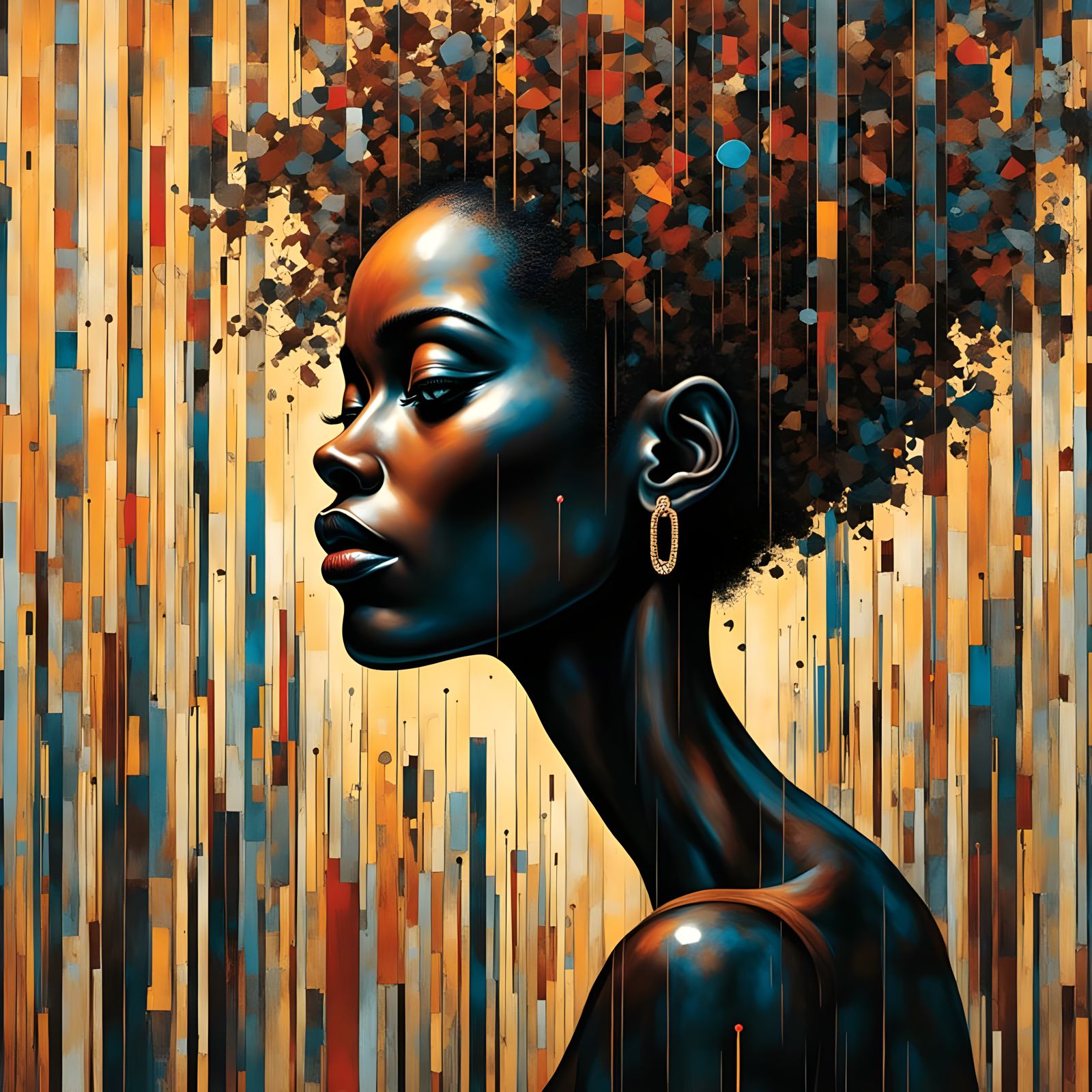 Surreal Black Woman Portrait in Avant Garde Style