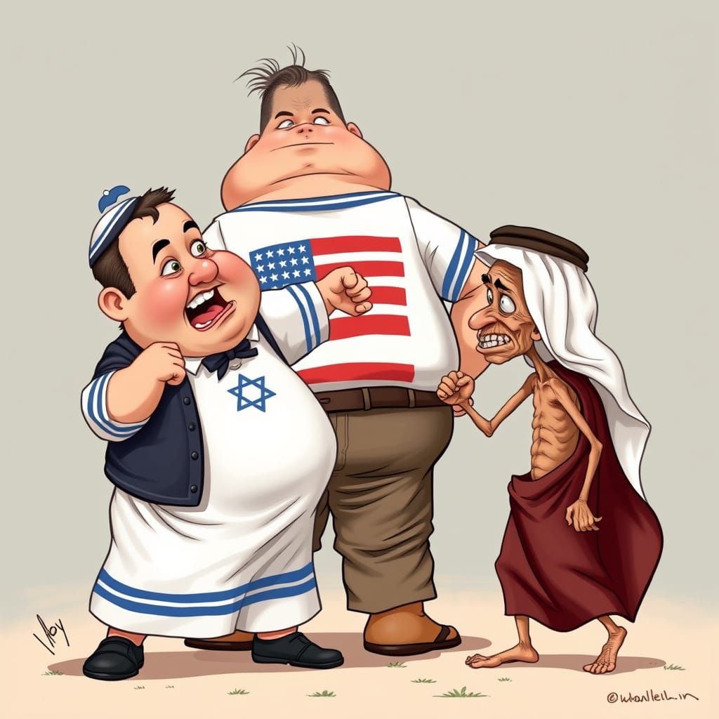 Satirical Caricature of Cultural Conflict