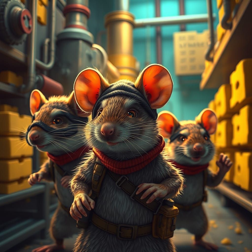 Mice in Daring Heist, Amidst Cheese Factory Chaos
