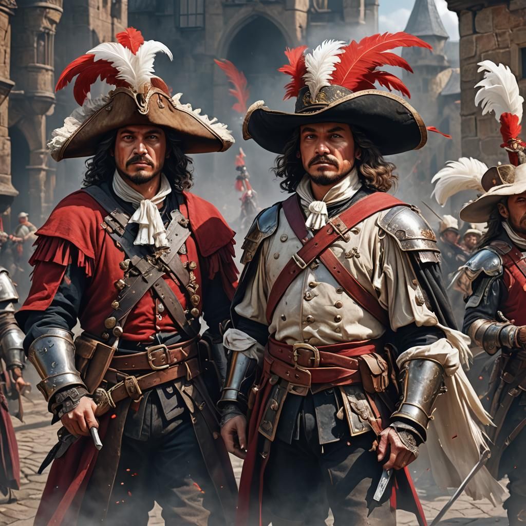 The Three Musketeers Portrait in Detailed Matte Style